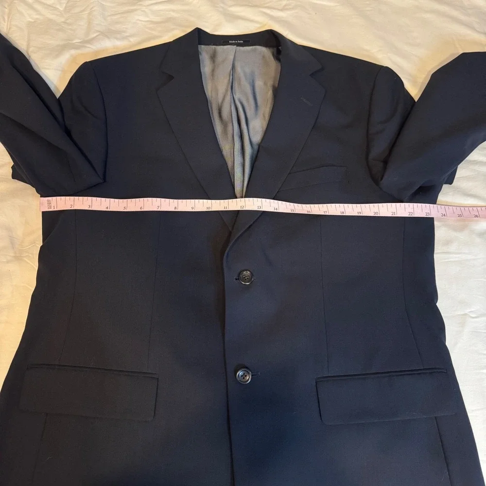 Pronto Uomo Mens 42 Regular Navy Blue 100% Wool 2 Button Blazer Suit Jacket